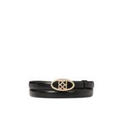 Elegant zwart riem met ovaal gesp Kazar , Black , Dames