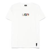 Geborduurde Crew Neck T-shirt Wit Fendi , White , Heren