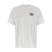 Wit Crew Neck Geborduurd Logo T-shirt Kenzo , White , Heren