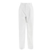 Witte Wijde Pijp Katoenen Broek Moschino , White , Dames