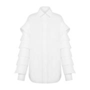 Witte Knoopsluiting Overhemd Lange Mouwen Moschino , White , Dames