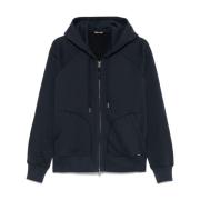 Blauwe Trekkoord Hoodie Trui Fleece Voering Tom Ford , Blue , Heren