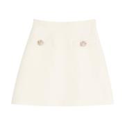 Ivoor A-lijn Rok met Knoopdetails Valentino , Beige , Dames