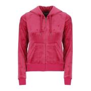 Fluwelen Hoodie met voorrits Juicy Couture , Red , Dames