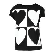 Katoen Elastaan T-shirt Love Moschino , Black , Dames