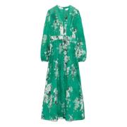 Bloemen Midi Jurk Groen Linnen Zimmermann , Green , Dames