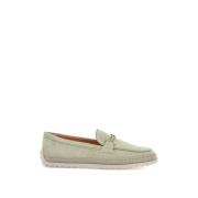 Groene Kalfsleren Loafers met Gouden Detail Tod's , Green , Dames