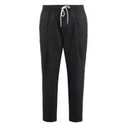 Wollen Cropped Broek met Trekkoord Drole de Monsieur , Black , Heren