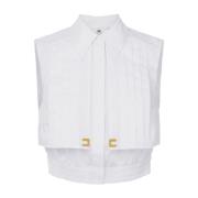 Witte Mouwloze Katoenen Shirt met Cape Elisabetta Franchi , White , Da...