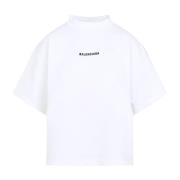 Cropped T-shirt in wit en zwart Balenciaga , White , Dames