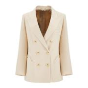 Ivoor Double-Breasted Viscose Blazer Blazé Milano , Beige , Dames