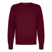 Luxe Bordeaux Wol Kasjmier Ronde Hals Sweater Doppiaa , Red , Heren