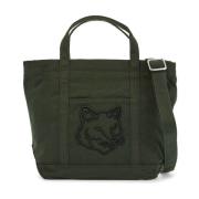 Vos Logo Katoenen Tote Tas Maison Kitsuné , Green , Dames