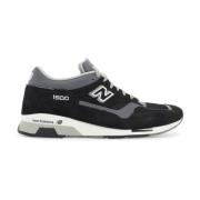 Mesh en Suède Sneakers met Geborduurd Logo New Balance , Black , Heren