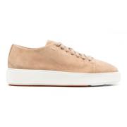 In reliëf gemaakte leren sneakers Beige Ronde neus Santoni , Beige , D...