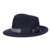 Gestreepte wollen vilten hoedband Borsalino , Blue , Heren