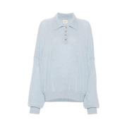 Blauwe Cashmere Polo Sweater Khaite , Blue , Dames