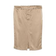 Taupe Zijden Pencil Rok Saint Laurent , Beige , Dames