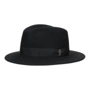 Macho Wool Felt Fedora Hat Borsalino , Black , Heren