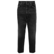 Zwarte Distressed Denim Jeans Lardini , Black , Dames