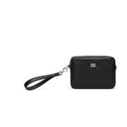 Zwarte leren crossbody tas met logoplaat Dolce & Gabbana , Black , Uni...