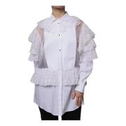 Witte Katoen Zijden Lange Mouw Blouse Dolce & Gabbana , White , Dames