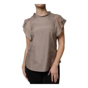 Bruine Katoen Zijden Korte Mouw Blouse Peserico , Brown , Dames