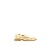 Metallic Leren Loafers met Blokhak Pedro García , Yellow , Dames