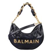 Maan Monogram Leren Tas Balmain , Black , Dames