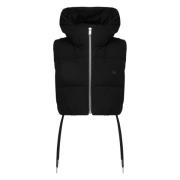 Zwarte Gewatteerde Fleecejas met Verstelbare Capuchon Moncler , Black ...