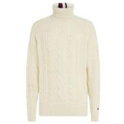 Off-White Cable Roll Neck Coltrui Tommy Hilfiger , White , Heren