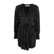 Zwarte Metallic-Geribbelde Jurk met Lange Mouwen IRO , Black , Dames