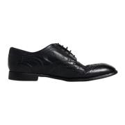 Zwarte leren Wingtip Formele Schoenen Dolce & Gabbana , Black , Heren