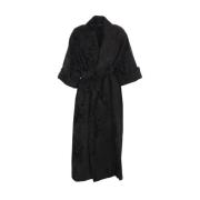 Zwart Fluweel Bloemen Damast Jas Max Mara , Black , Dames