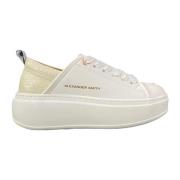 Witte Leren Hoge Sneaker Alexander Smith , White , Dames