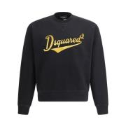 Monogram Katoenen Sweatshirt met Geribbelde Hals Dsquared2 , Black , H...