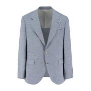 Diagonal Linen Deconstructed Jacket Brunello Cucinelli , Gray , Heren