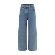 Dubbel-laags katoenen jeans met shorts The Attico , Blue , Dames