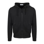 Logo Rits Hoodie Jack Jersey Katoen Stone Island , Black , Heren