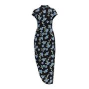 Floral Mesh Midi Jurk Rotate Birger Christensen , Black , Dames