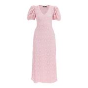 Roze Kant Pofmouw Midi Jurk Rotate Birger Christensen , Pink , Dames