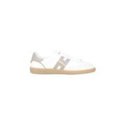 Witte leren sneakers met gouden rivet Elisabetta Franchi , White , Dam...