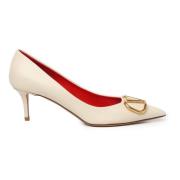 Witte puntige pumps met 7 cm hak Valentino Garavani , Beige , Dames