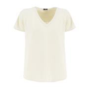 Zijden V-hals op maat gemaakte T-shirt Kiton , Beige , Dames