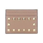 Studded Leren Kaarthouder met Rockstuds Valentino Garavani , Pink , Da...