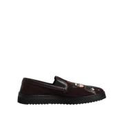 Bruine Katoenen Mocassin Loafers met Logo Dolce & Gabbana , Brown , He...