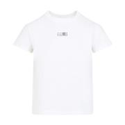 Wit T-shirt van katoen met patchlogo MM6 Maison Margiela , White , Dam...