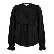 Feminine Smock Blouse met Ruches Co'Couture , Black , Dames