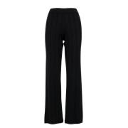 Zwarte Merinowol Wijde Pijp Broek Gran Sasso , Black , Dames