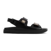 Zwarte Leren Sandalen met 4G Logo Givenchy , Black , Dames